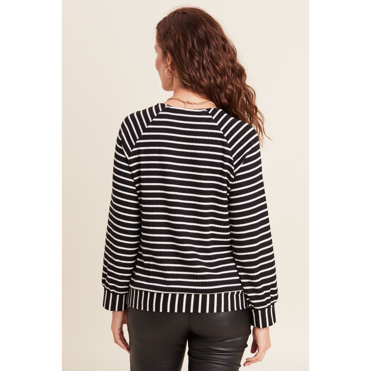 Pull à rayures femme noir, BREAL