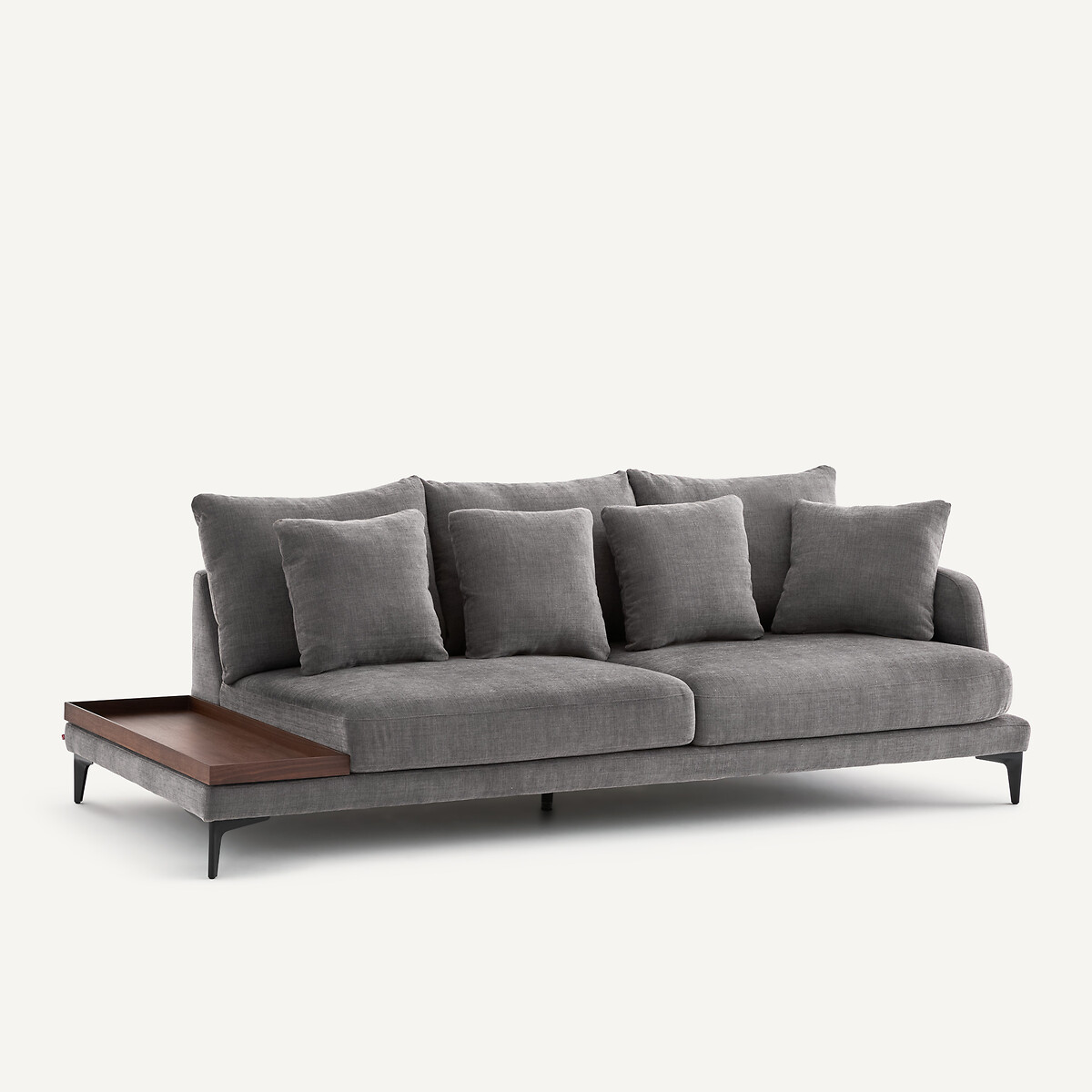 Demi-canapé avec plateau, en polyester et coton, MODERNISTE gris stone, EMMANUEL GALLINA X AM.PM