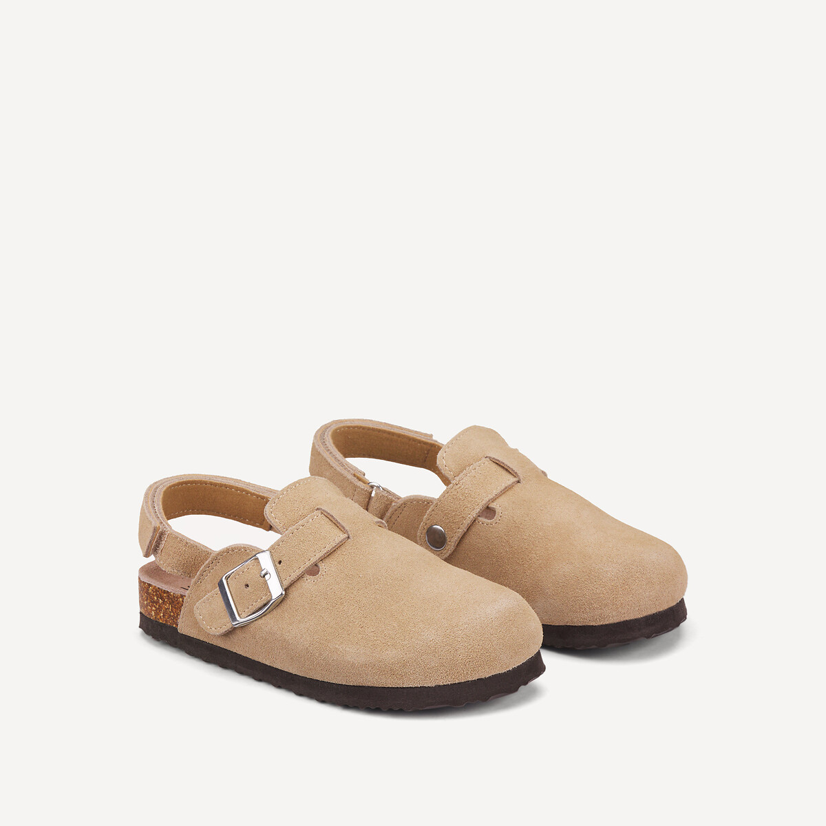 Mules en cuir à scratch beige, LA REDOUTE COLLECTIONS