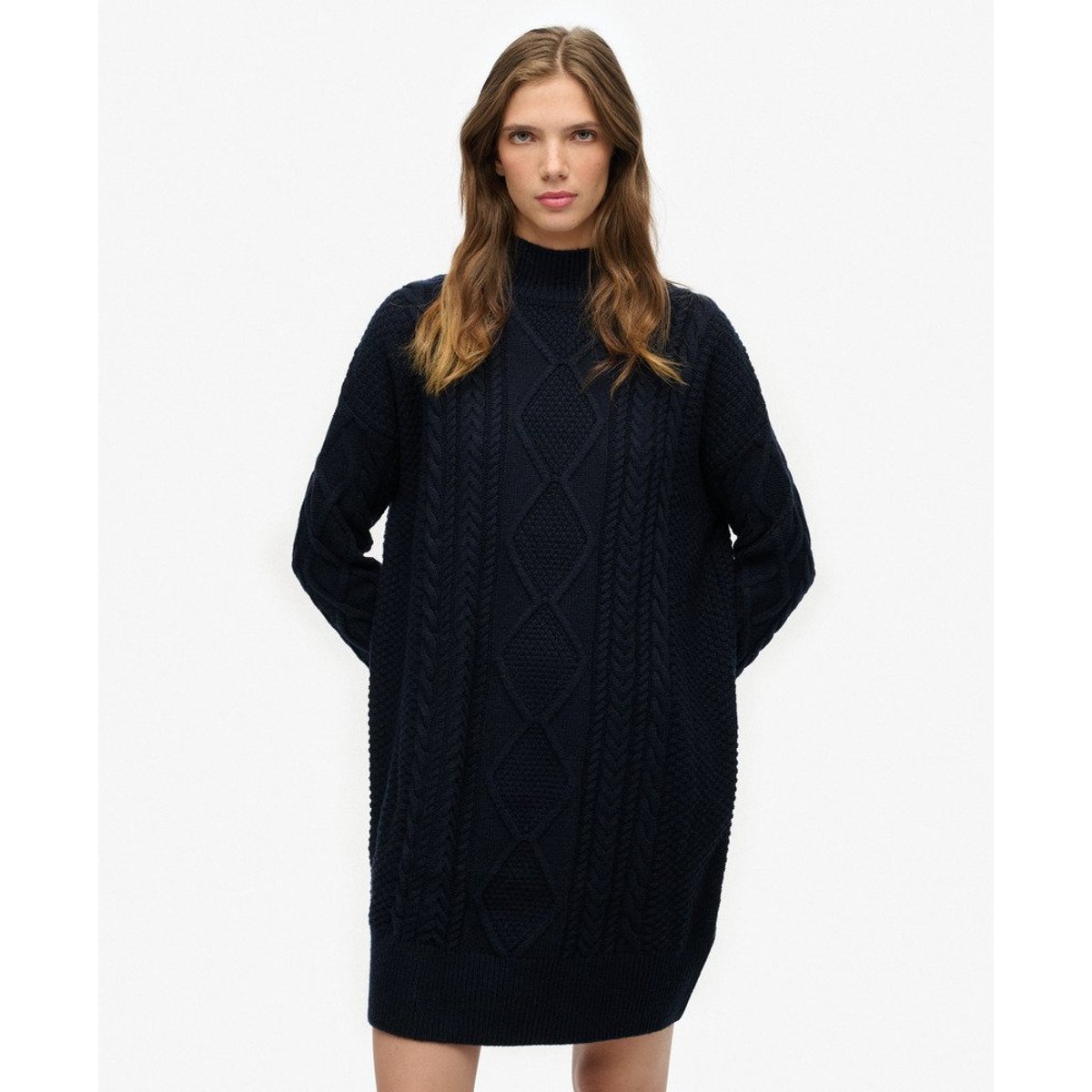 Robe en maille torsadée ample bleu marine éclipse, SUPERDRY