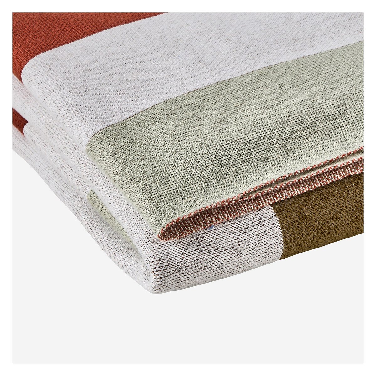 Plaid coton BILLIE blanc, bronze, HABITAT