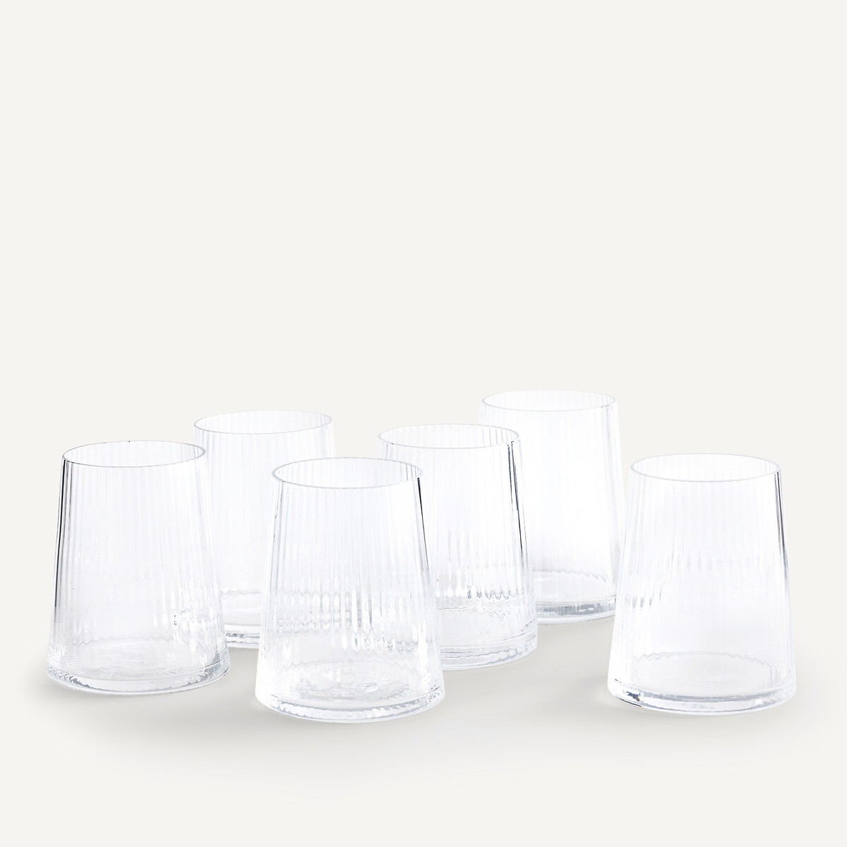 Lot de 6 verres à eau striés, Strivi transparent, AM.PM