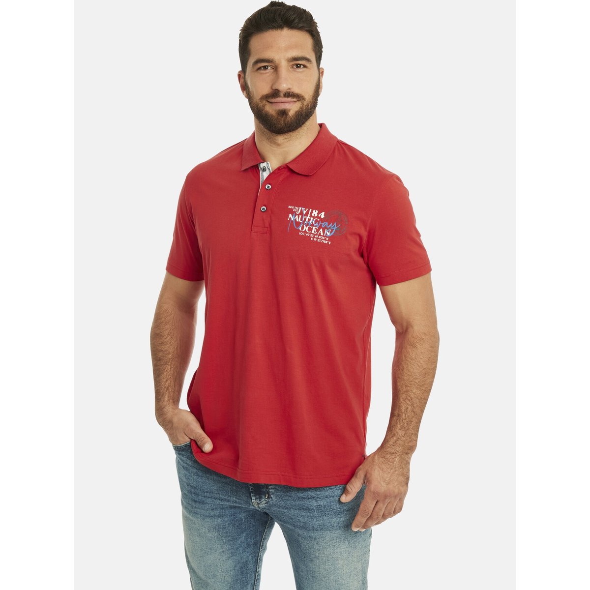 Lot de 2 polos DAGFINN rouge bleu foncé, JAN VANDERSTORM