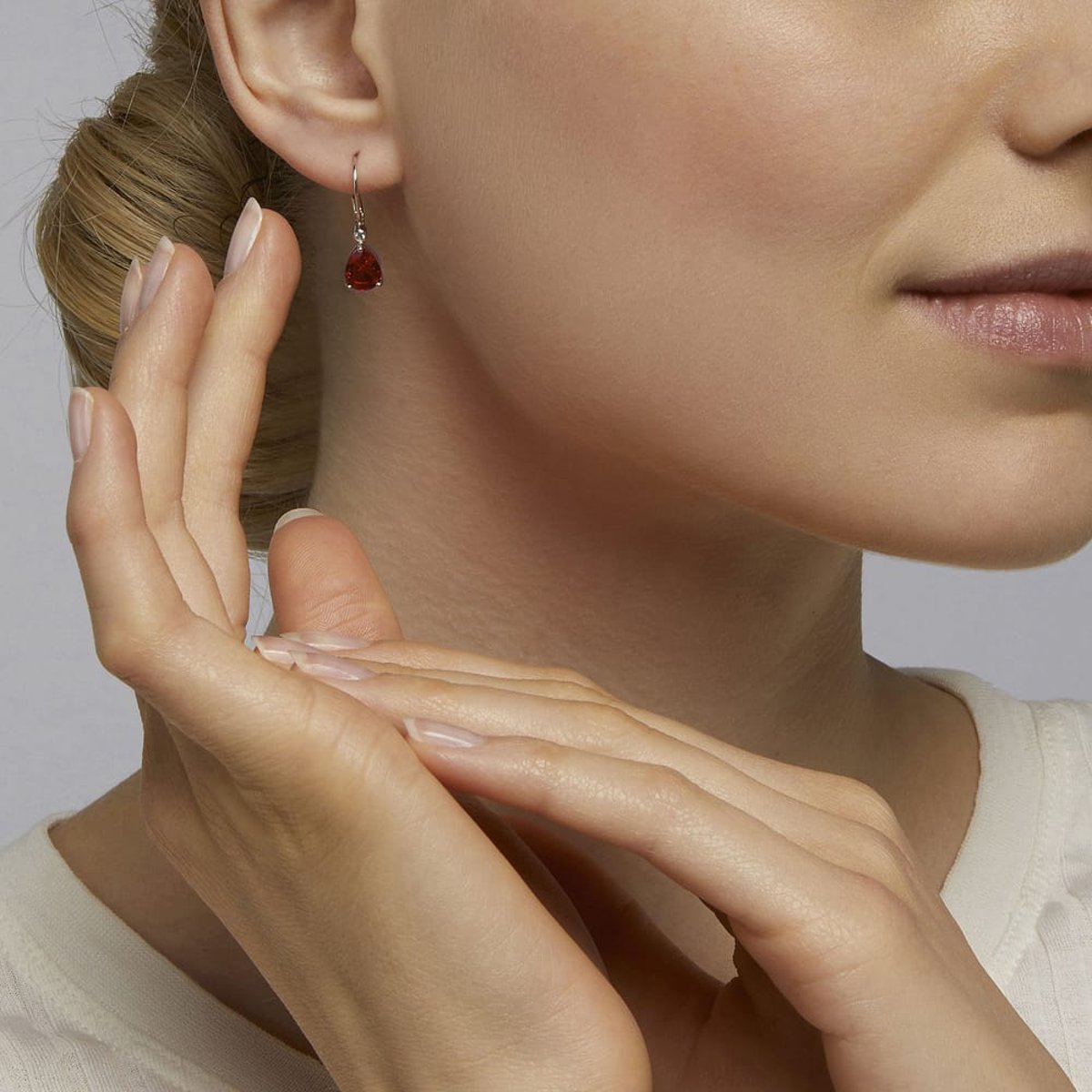Boucles d'oreilles en Argent/oxyde de zirconium De Zirconium et Oxyde de zirconium argent et rouge, CLEOR
