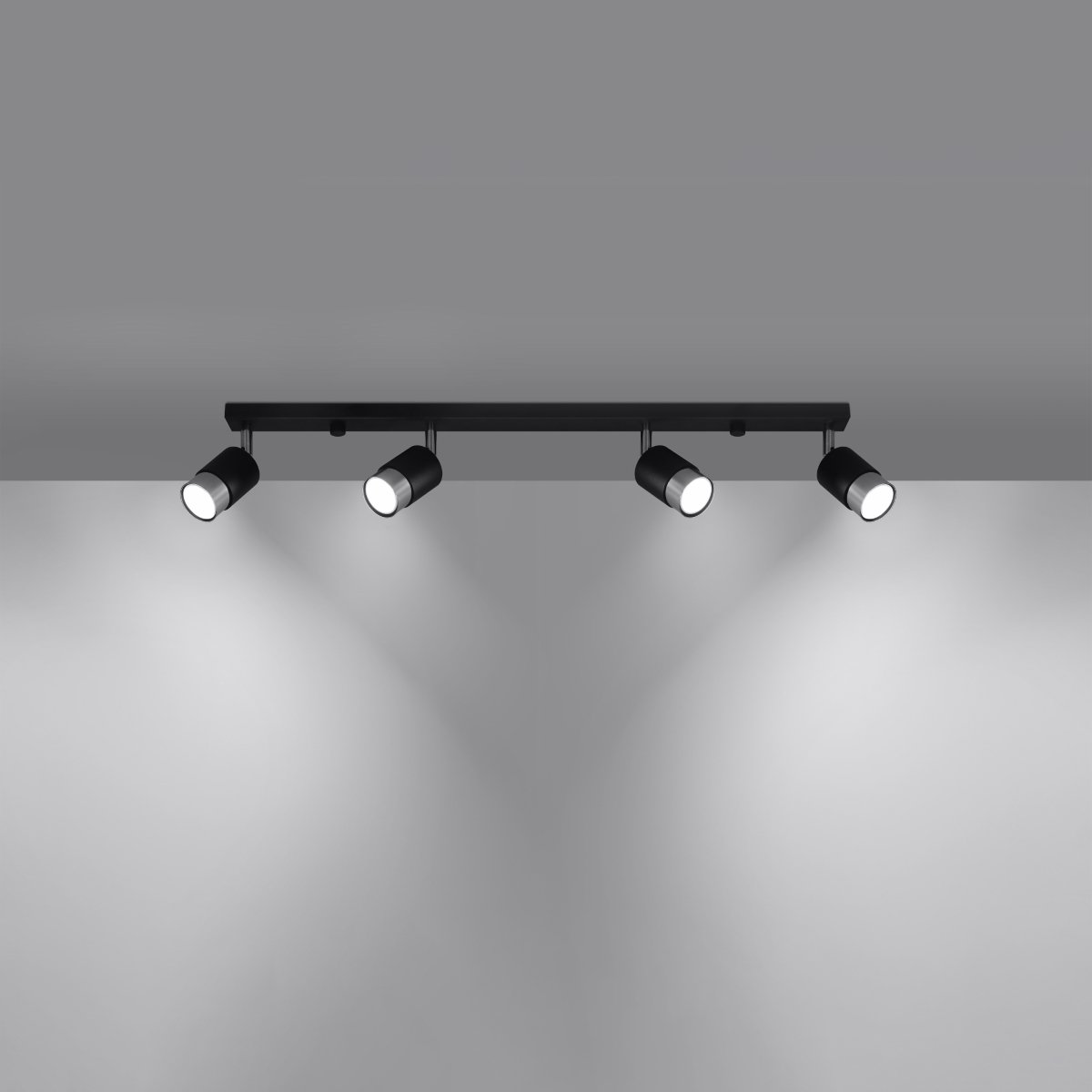 Plafonnier Acier Noir/Chromé GU10 4 Nero noir, EDEN
