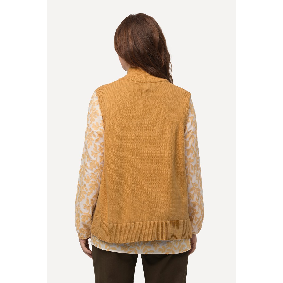Pull sans manches en coton bio moutarde, ULLA POPKEN