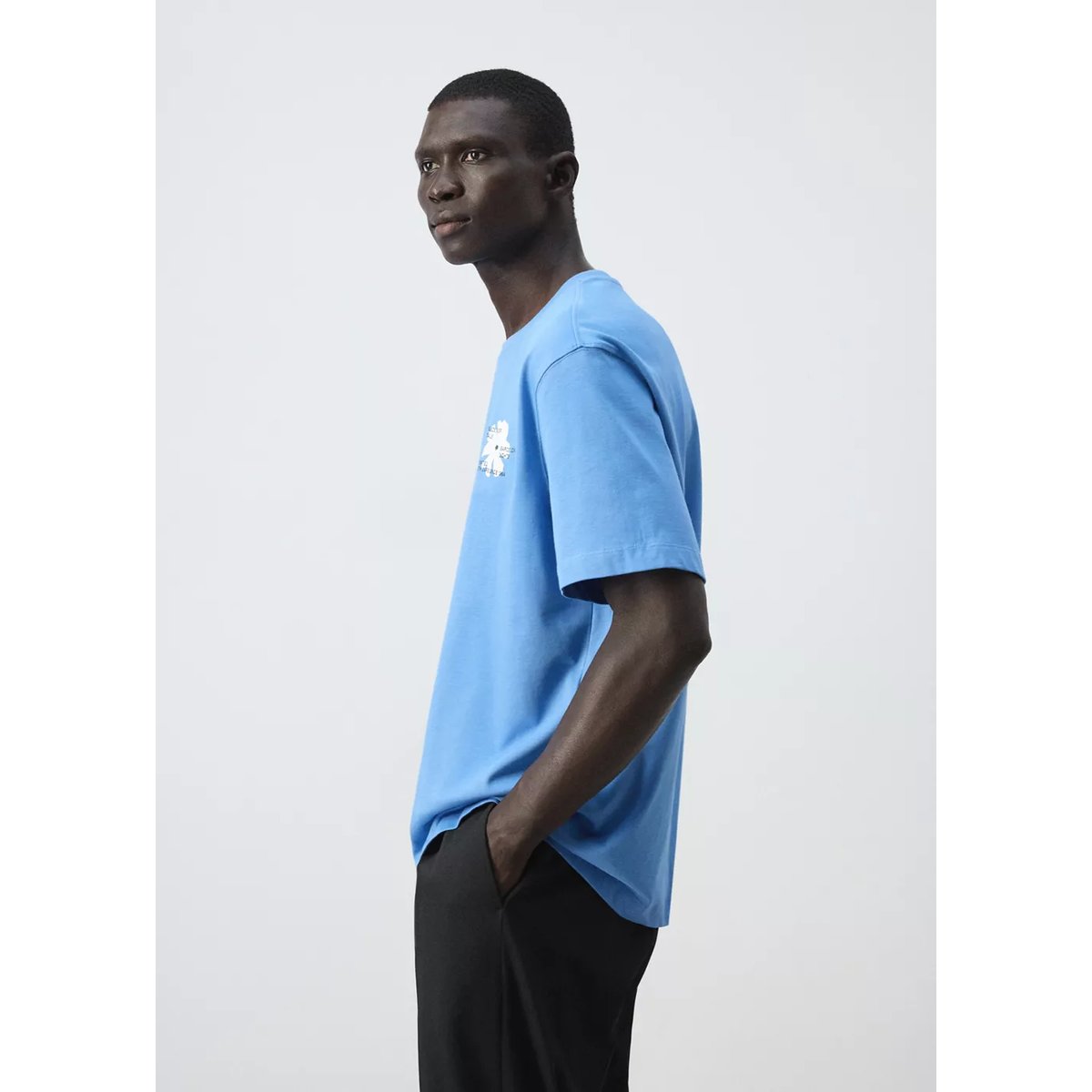 T-shirt 100 % coton imprimé bleu, MANGO MAN