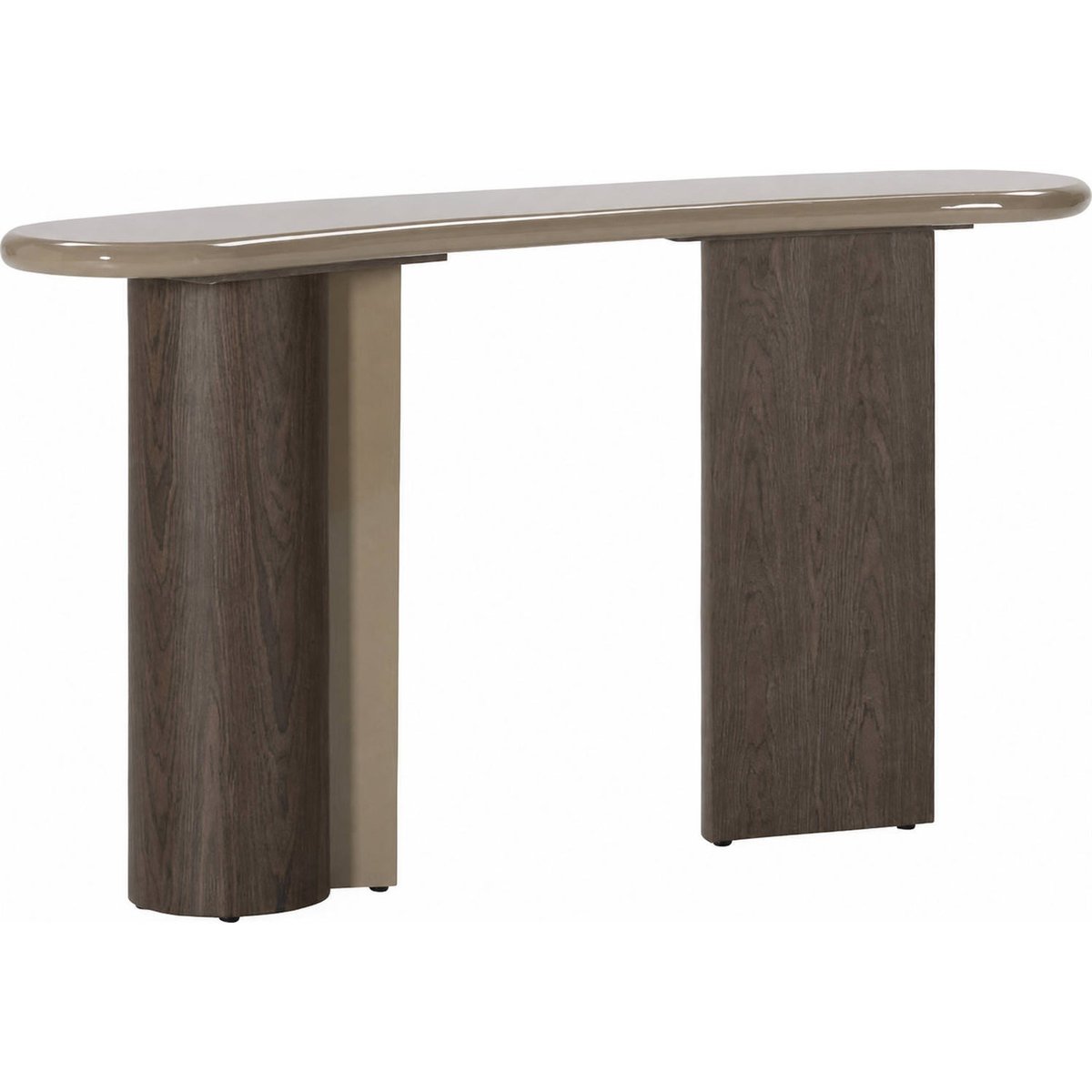 Console contemporaine design arrondi moka brillant et brun, RECOLLECTION