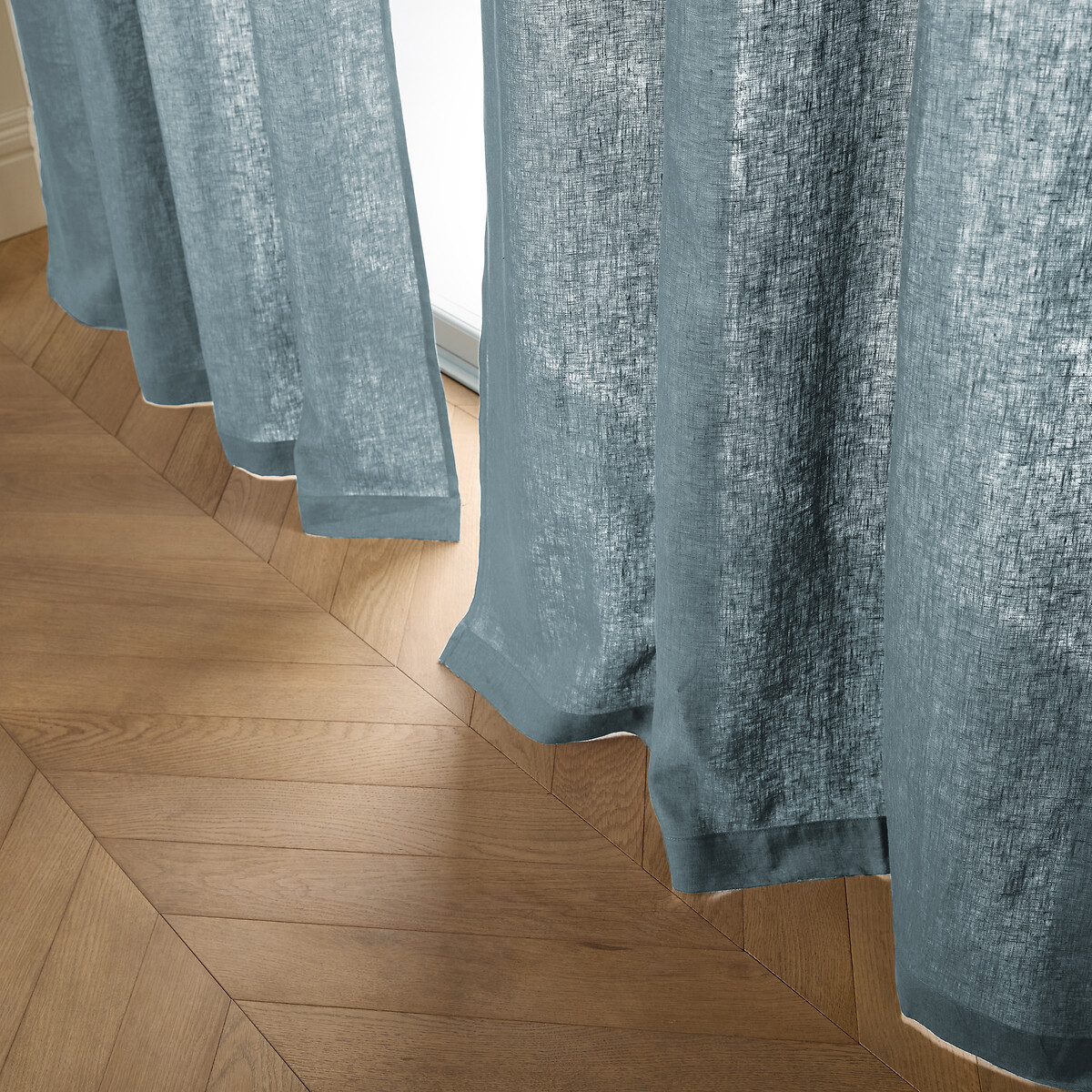 Private Washed Linen Curtain with Loops celadon blue, AM.PM