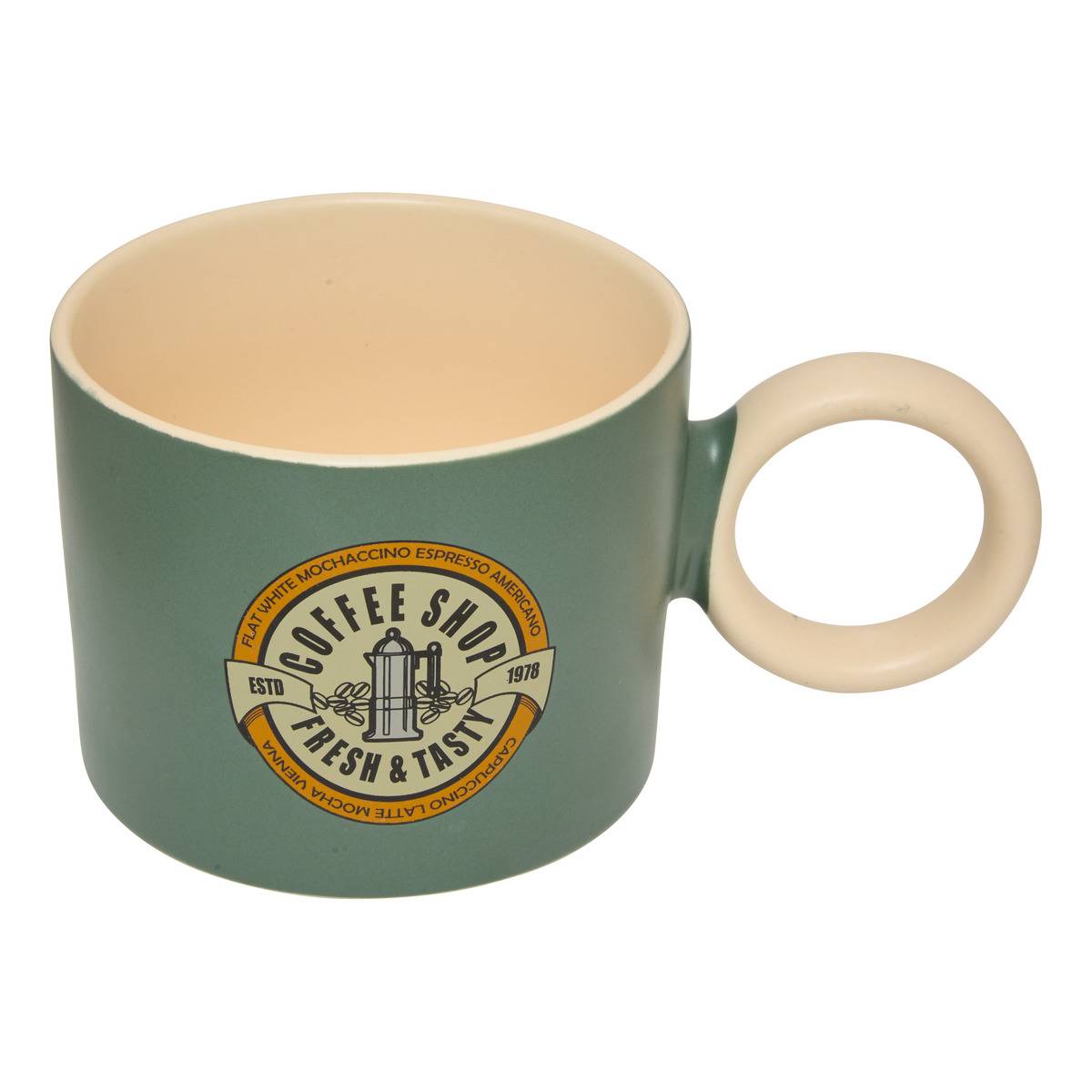 Mug en grès anse ronde 360ml CENTRAL PARK marron, ATMOSPHERA