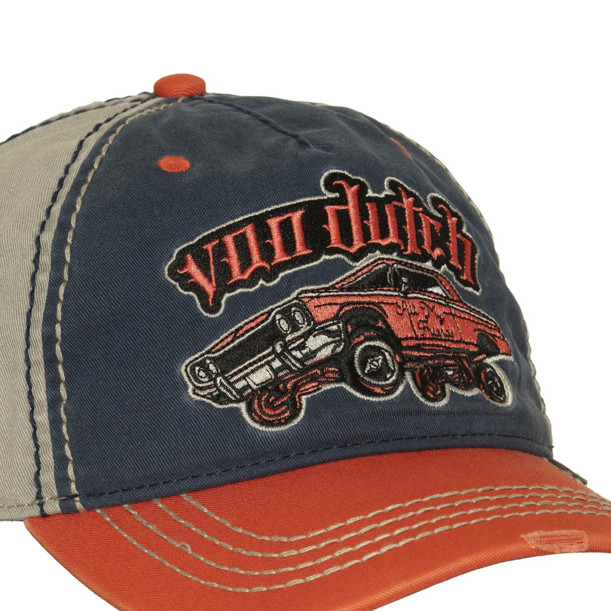 Casquette baseball RETRO orange/bleu foncé/gris clair, VON DUTCH