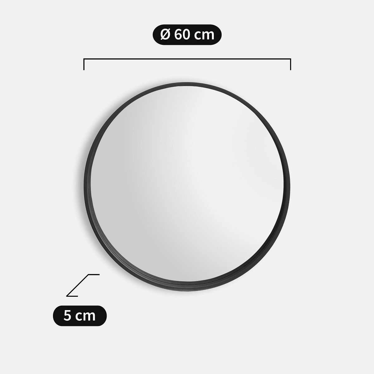 Petit miroir mural rond laqué, diamètre 60 cm, ALARIA bordeaux, LA REDOUTE INTERIEURS
