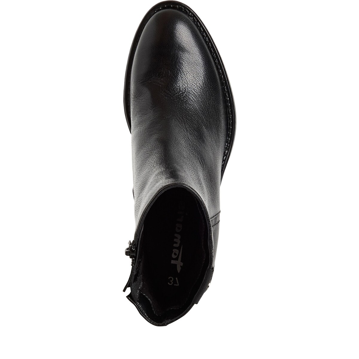 Bottines en cuir noir, TAMARIS