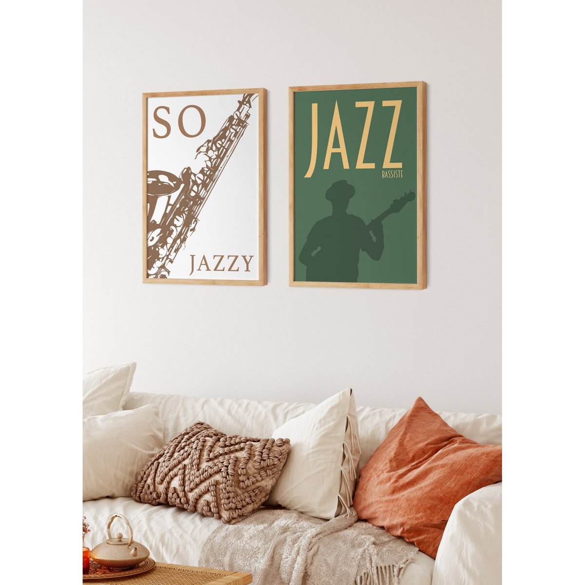 Poster Jazz Bassiste blanc, L'AFFICHERIE