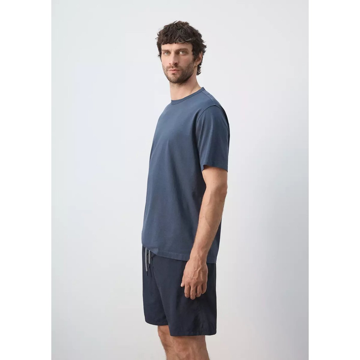 T-shirt 100 % coton délavé bleu marine, MANGO MAN