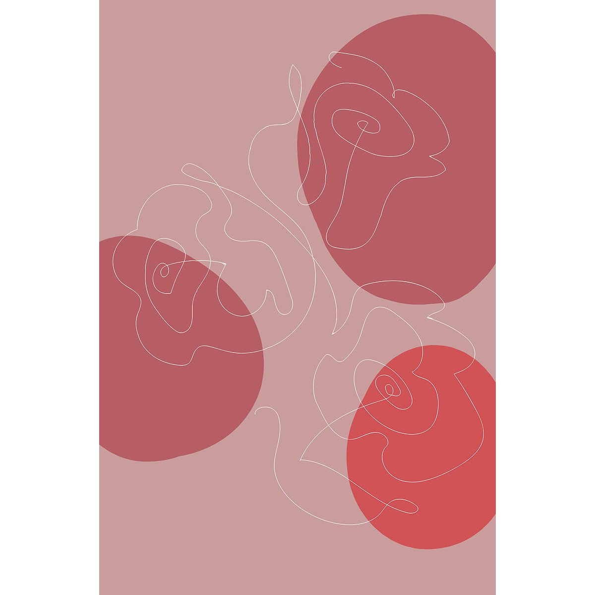 Tableau Line art et courbe rose tableau alu dibond, HEXOA
