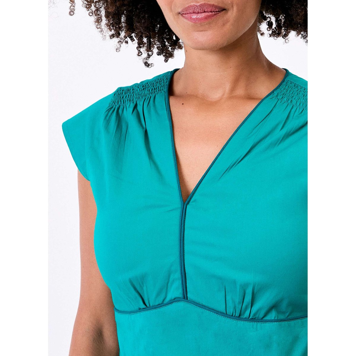 Robe cintrée coton stretch MARIANA turquoise green, PRINCESSE NOMADE