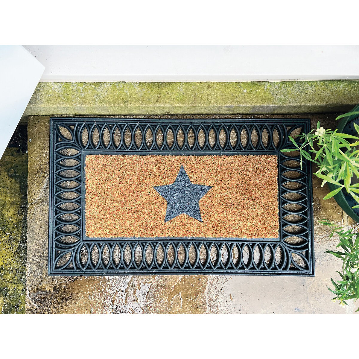 Leaf Pattern Doormat Surround black, MY MAT COIR