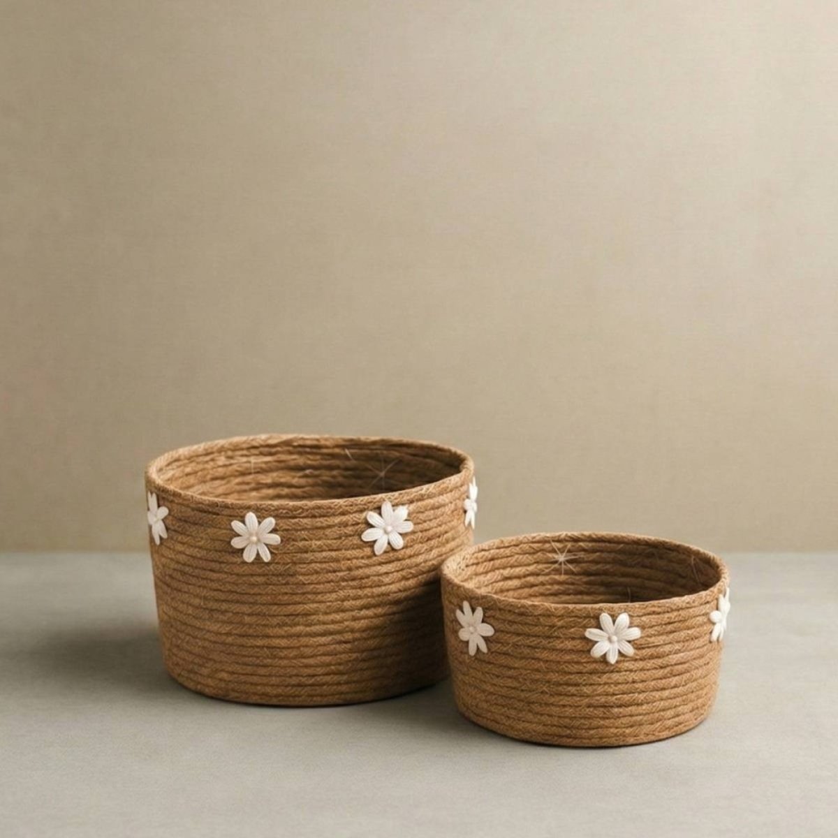 Panier en fibres naturelles détails coquillages 32cm naturel, AZAO