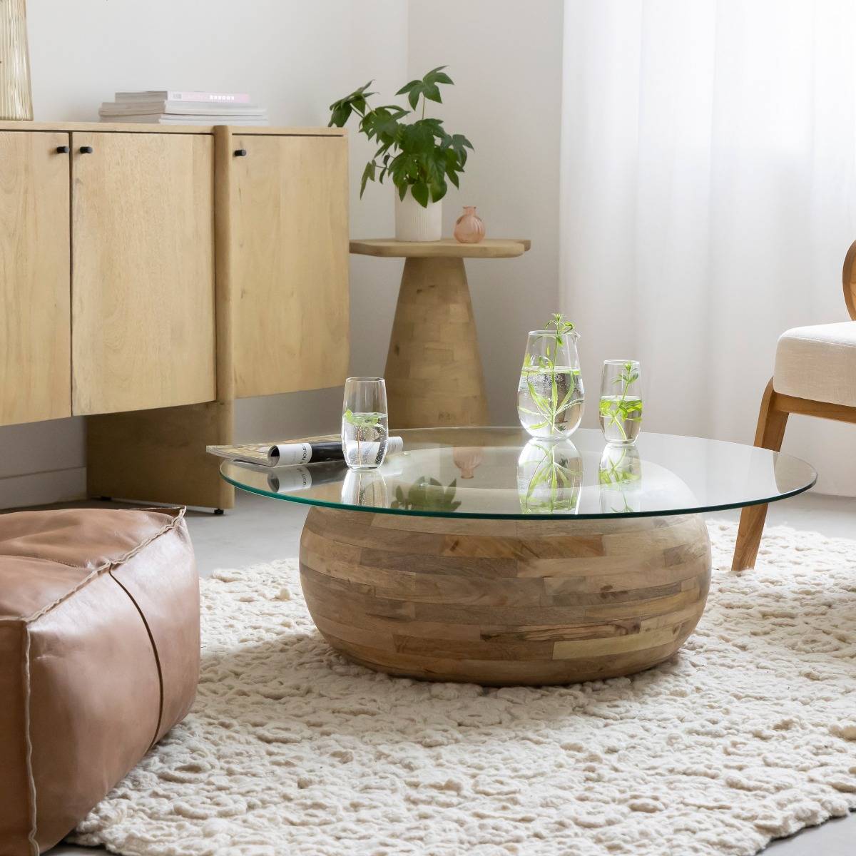 Table basse en bois de manguier NERYS bois clair, MADE IN MEUBLES 