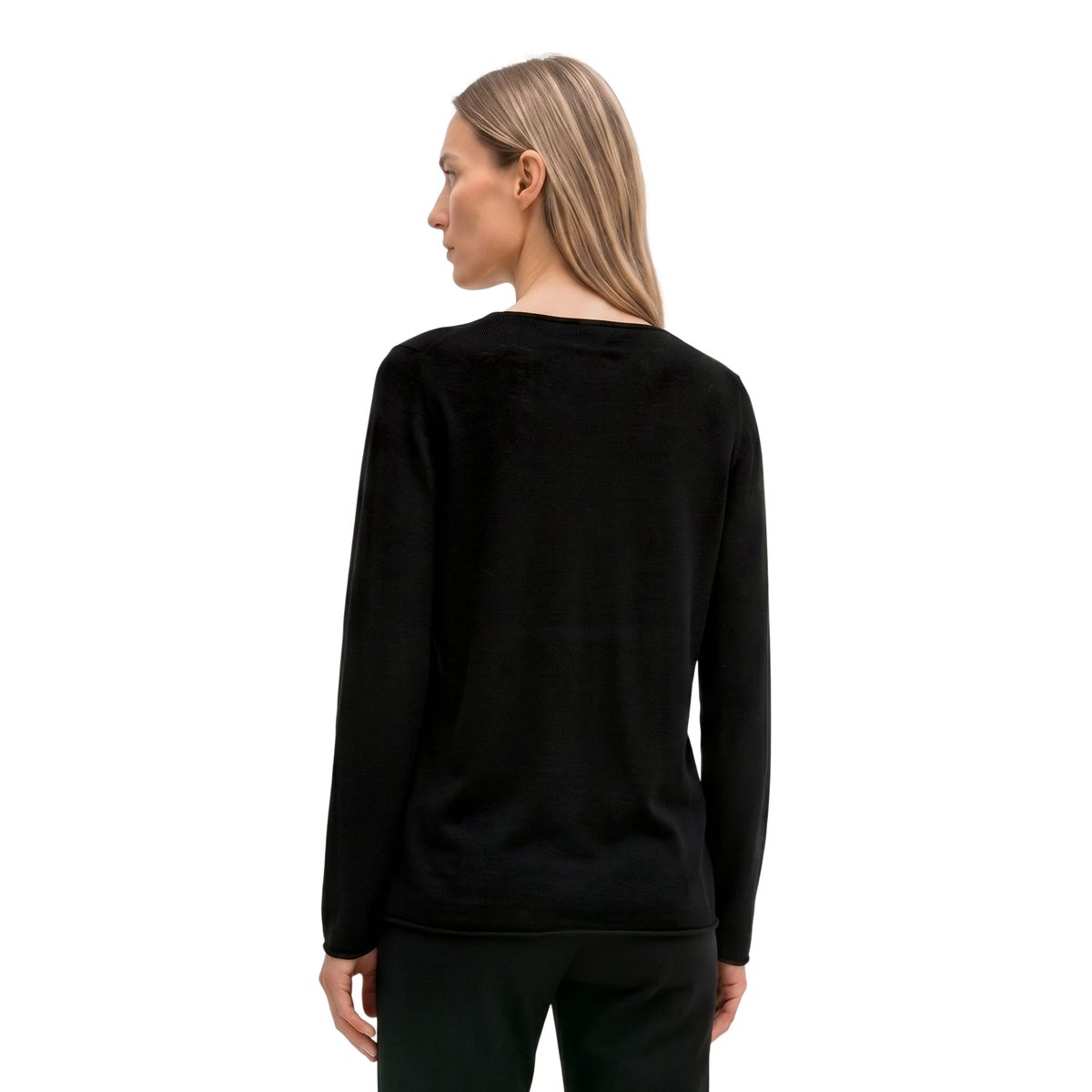 Pull en maille slim en laine mérinos douce noir, MARC O'POLO
