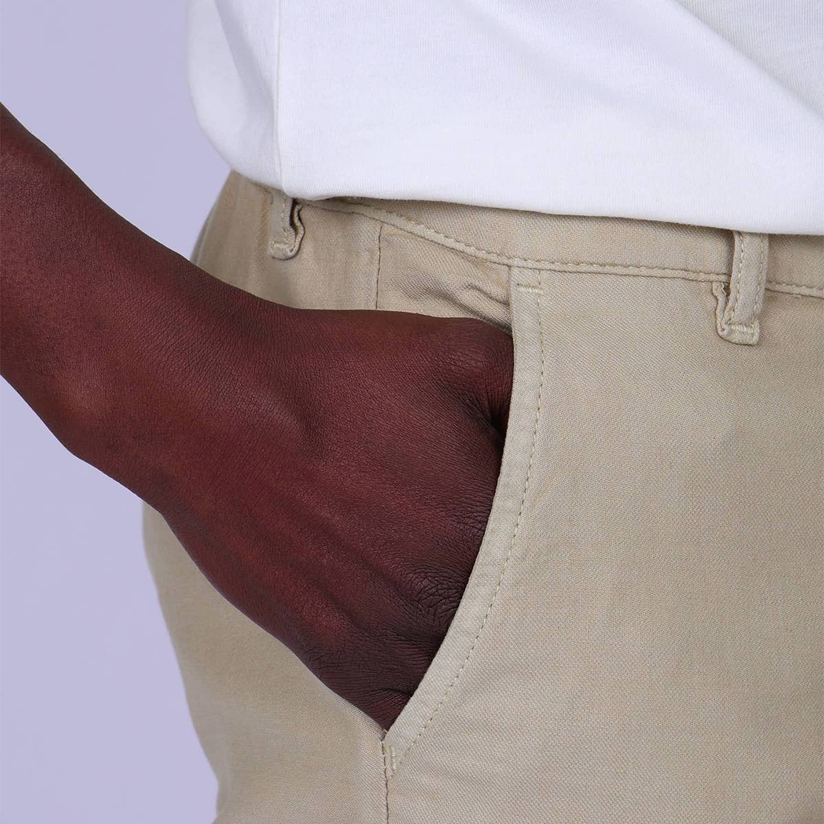 Chino coton et lin beige, MISE AU GREEN