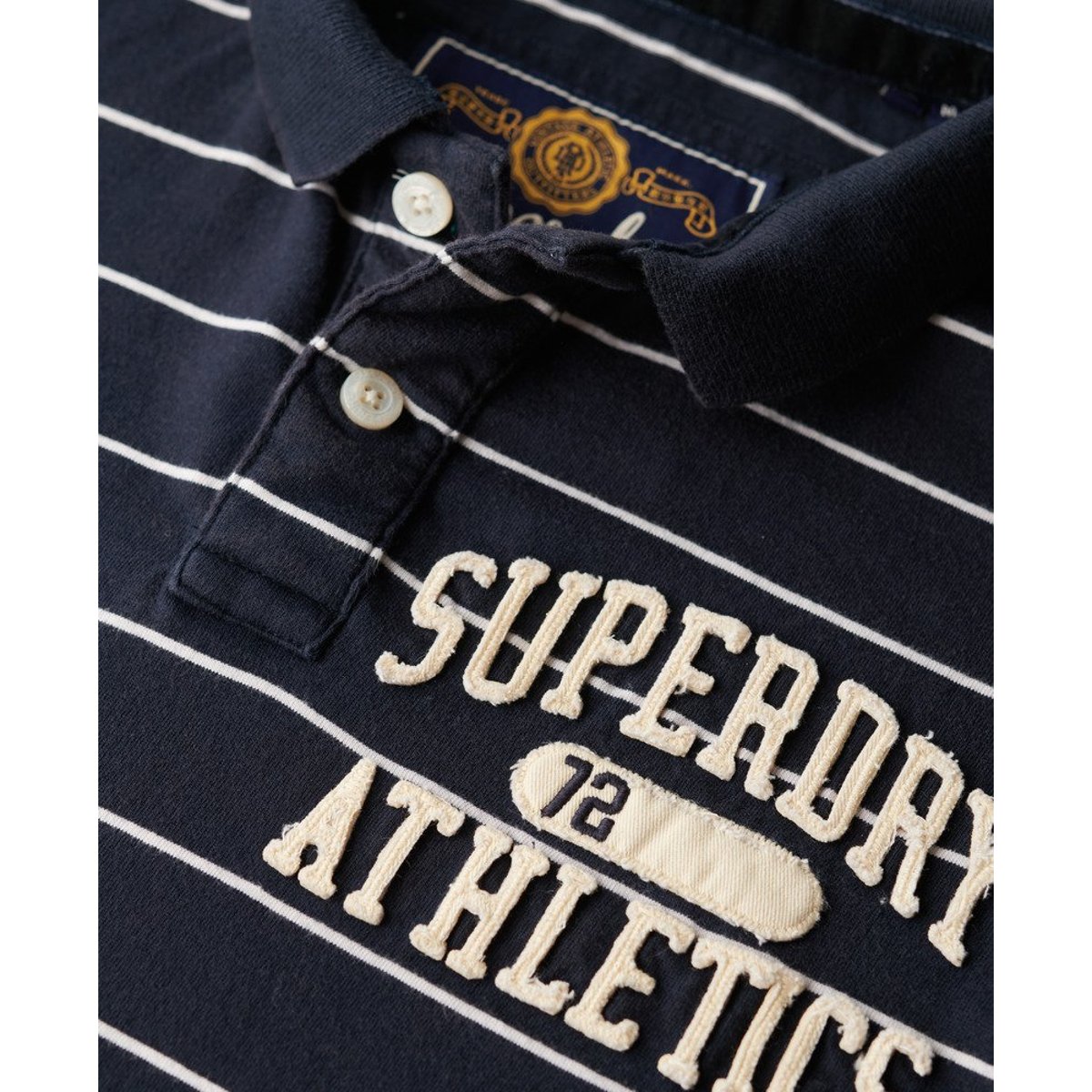 Polo en jersey Vintage Athletic rayé bleu marine éclipse, SUPERDRY