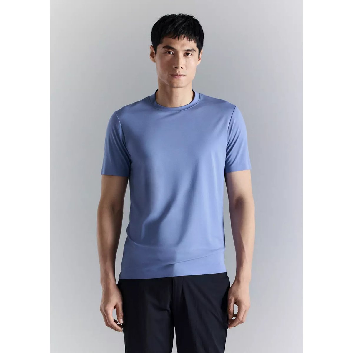 T-shirt slim-fit comfort stretch Coolmax ® bleu porcelaine, MANGO MAN