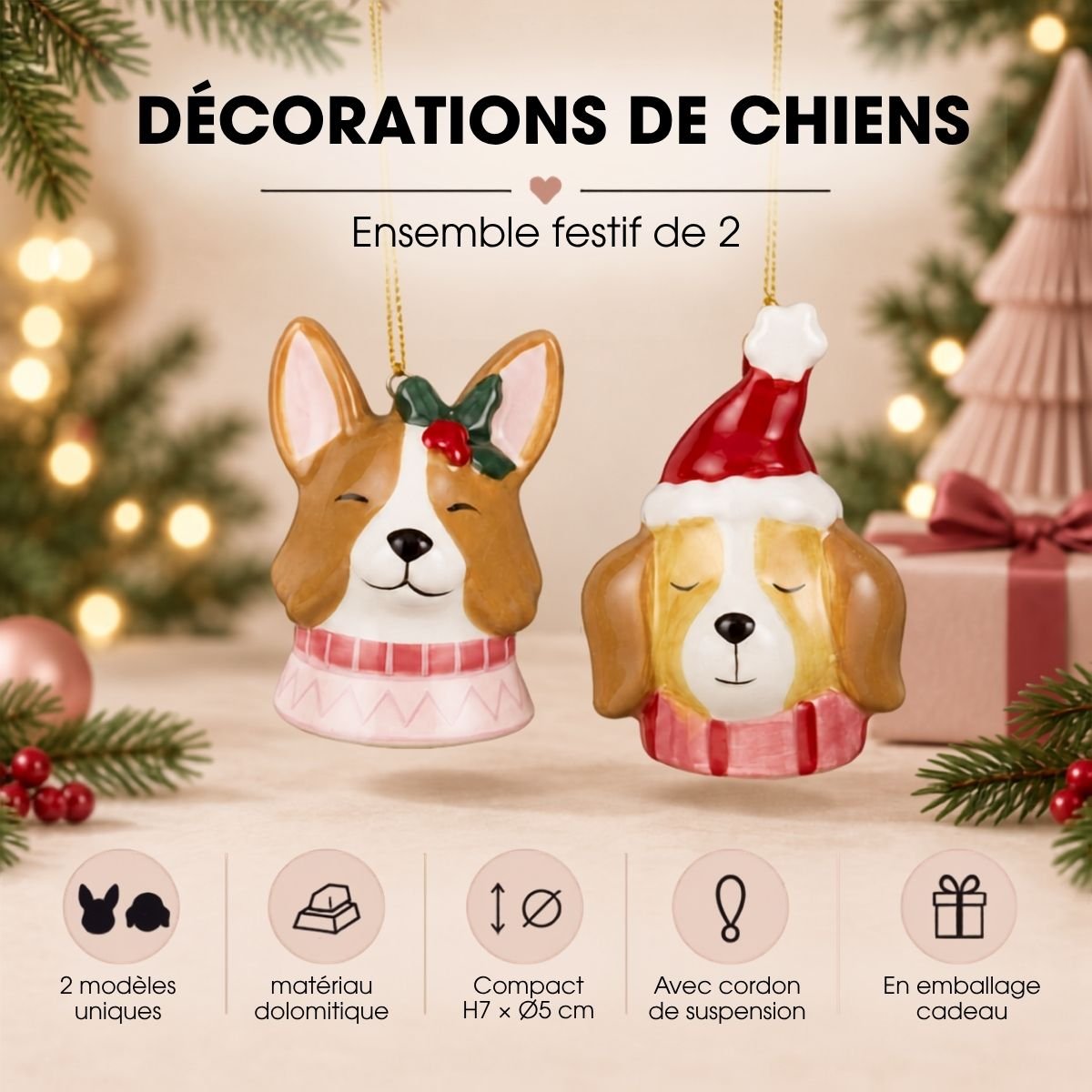 Boule de Noël rose, MICA DECORATIONS