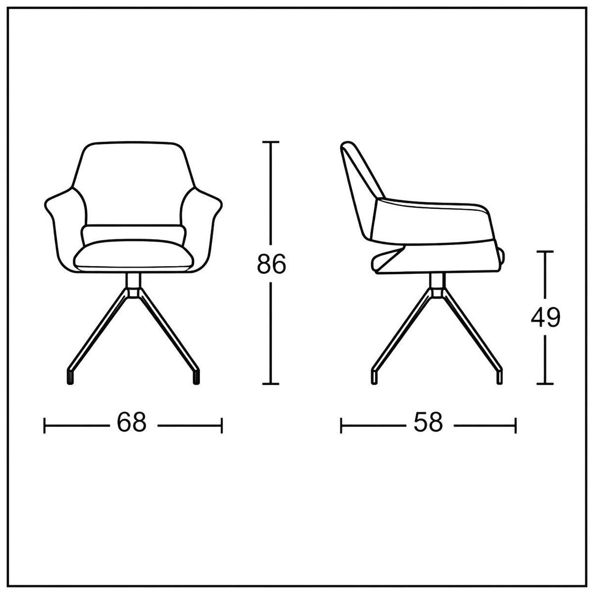 Fauteuil de table pivotant en tissu (lot de 2) AUREN moutarde, PIER IMPORT