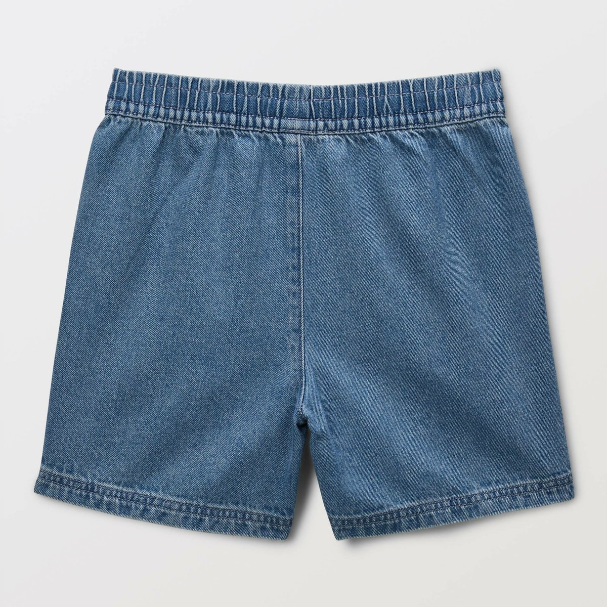 Short en jean taille élastiquée en coton bleach denim, MONOPRIX