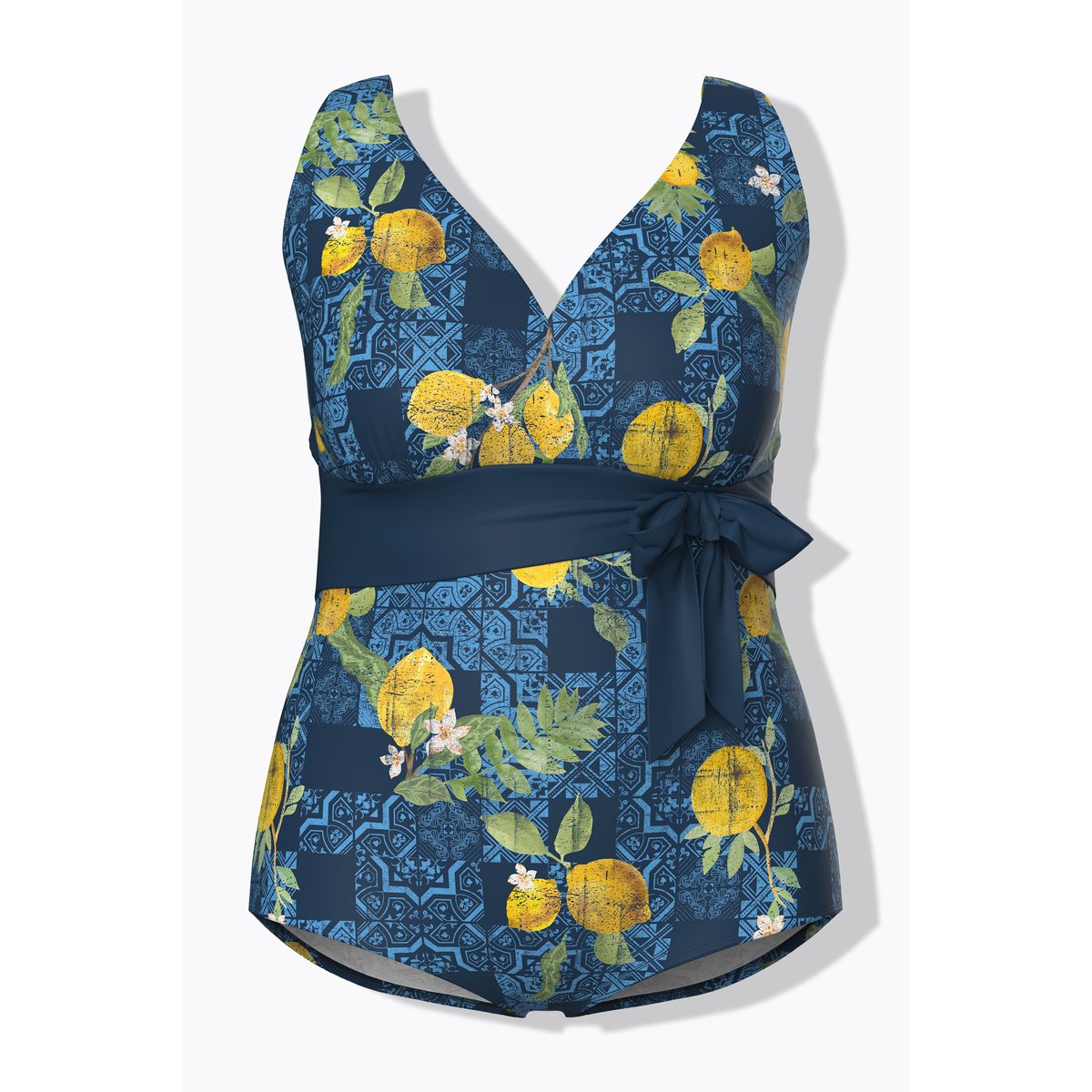Maillot de bain motif citrons bleu foncé, ULLA POPKEN