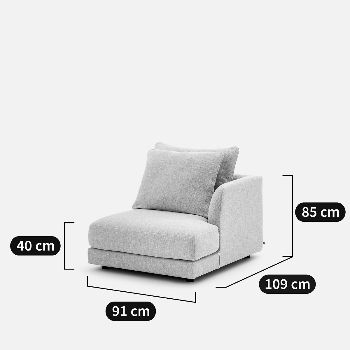 Rechtes Halbsofa, modular, aus Baumwollmischgewebe, TIBERIO ecru, AM.PM