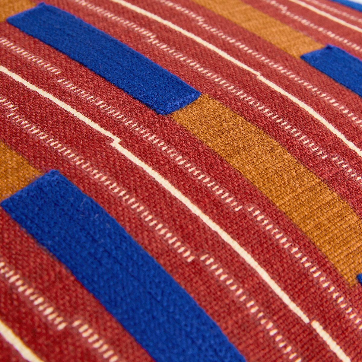 Housse de coussin, 80% coton, 20% lin, 45 x 45 cm, TINARI rouge, LA REDOUTE INTERIEURS