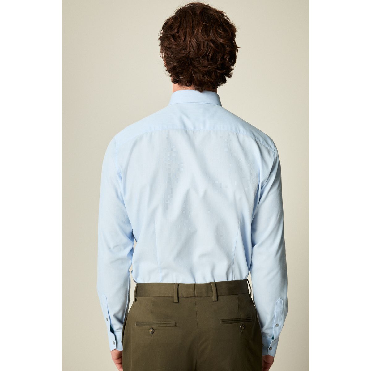 Chemise oxford slim liseré facile d'entretien bleu clair, NEXT