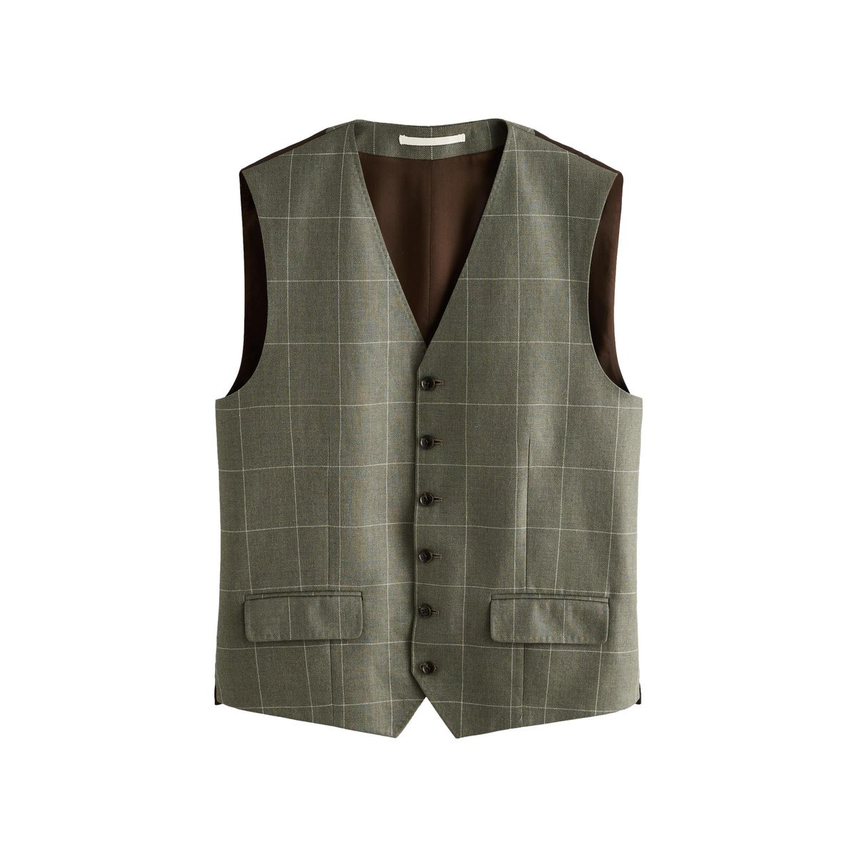 Gilet de costume en lin et mérinos mélangés signature vert, NEXT