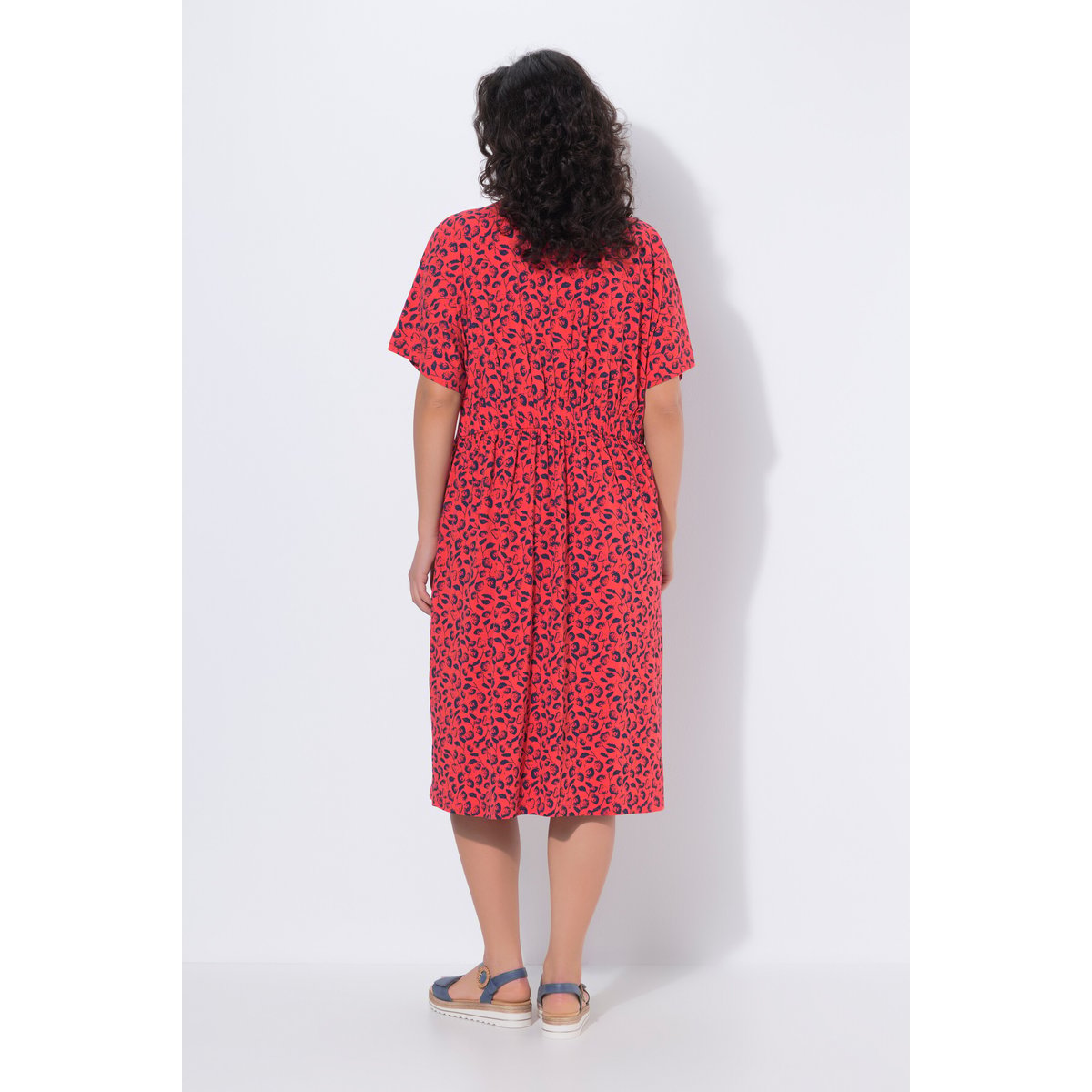 Robe midi motif fraises corail, ULLA POPKEN