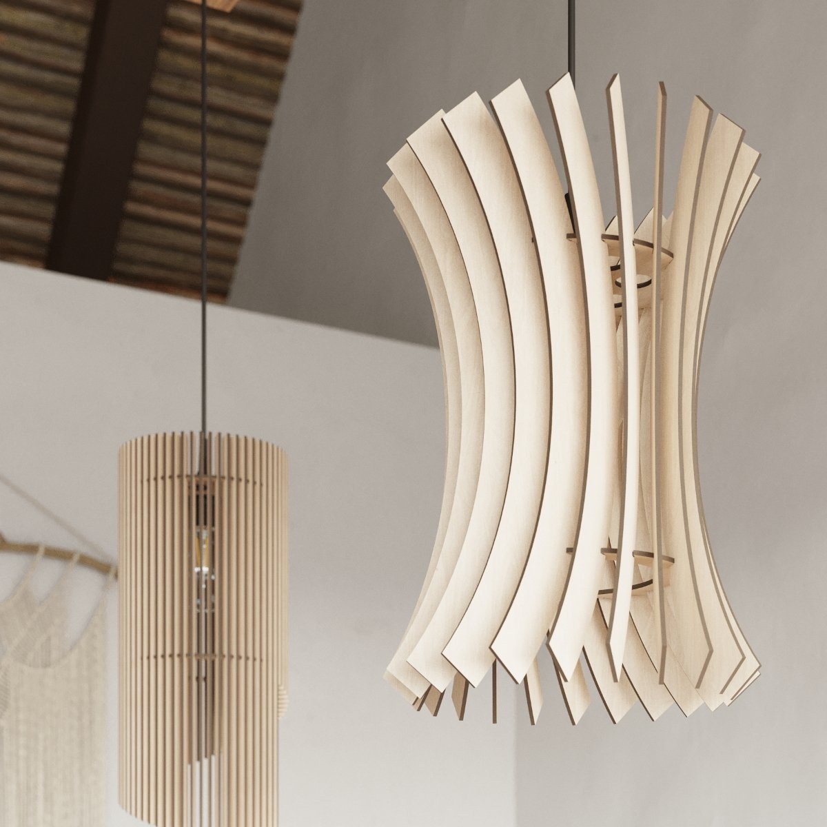 Suspension Bois Bois Naturel E27 1 Oriana marron, EDEN
