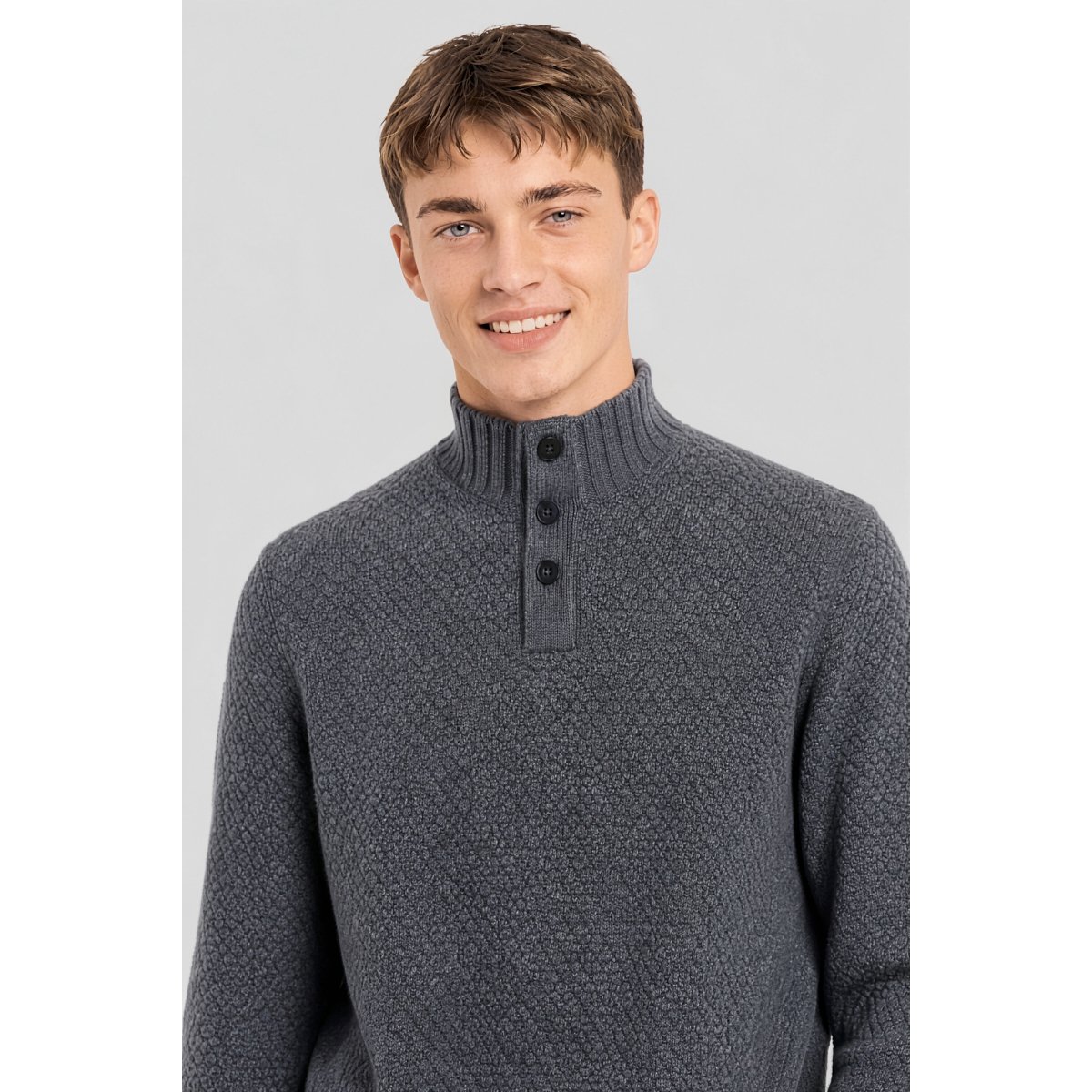 Pull col camionneur Bérac - laine souris, GUY DE BERAC