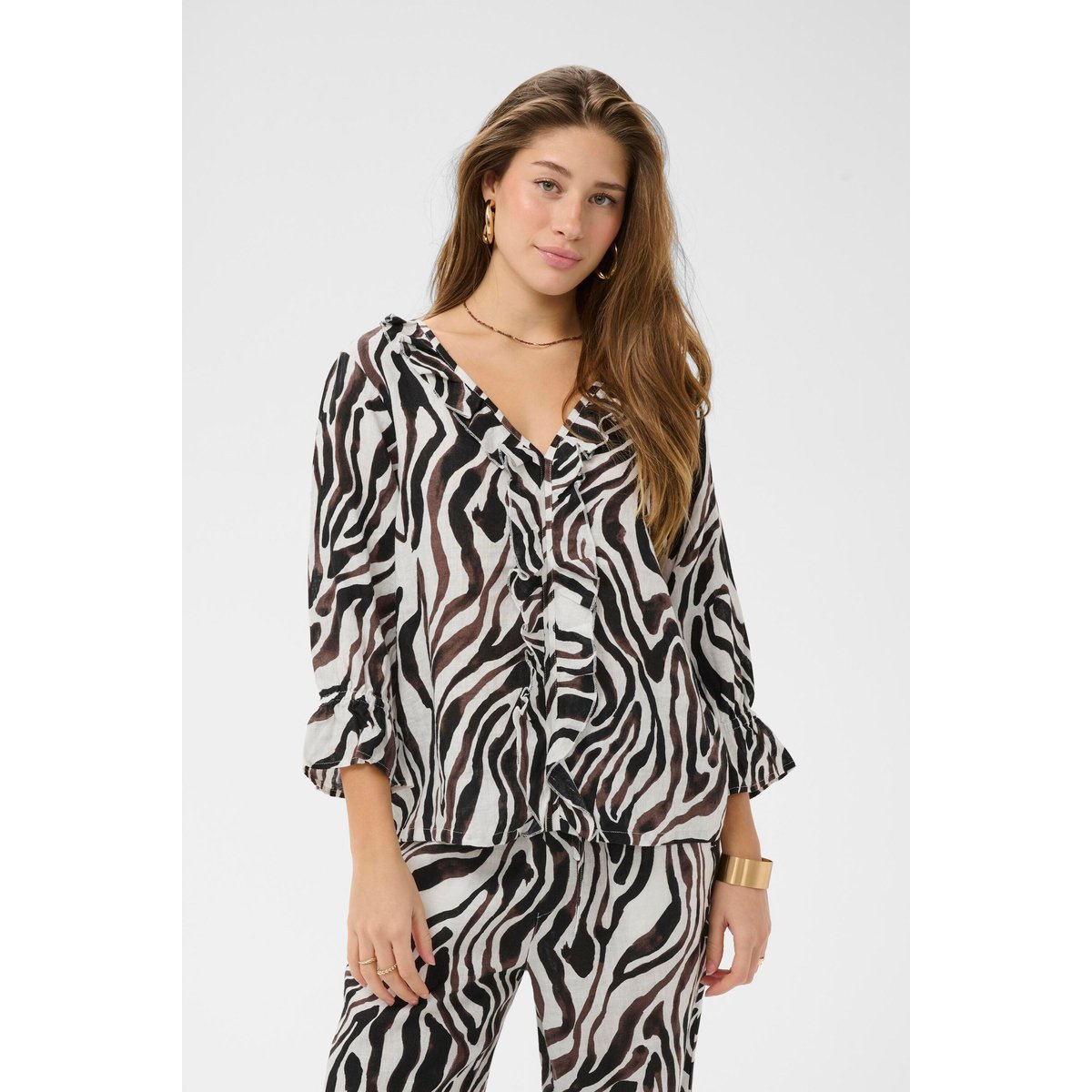 Blouse sans manches noir blanc black white animal, CREAM