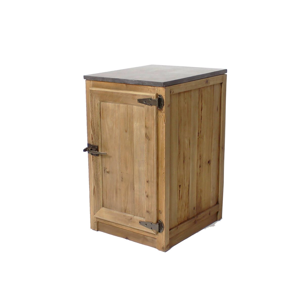 Meuble bas de cuisine en bois recyclé et pierre bleue CHAMPÊTRE bois clair, MADE IN MEUBLES