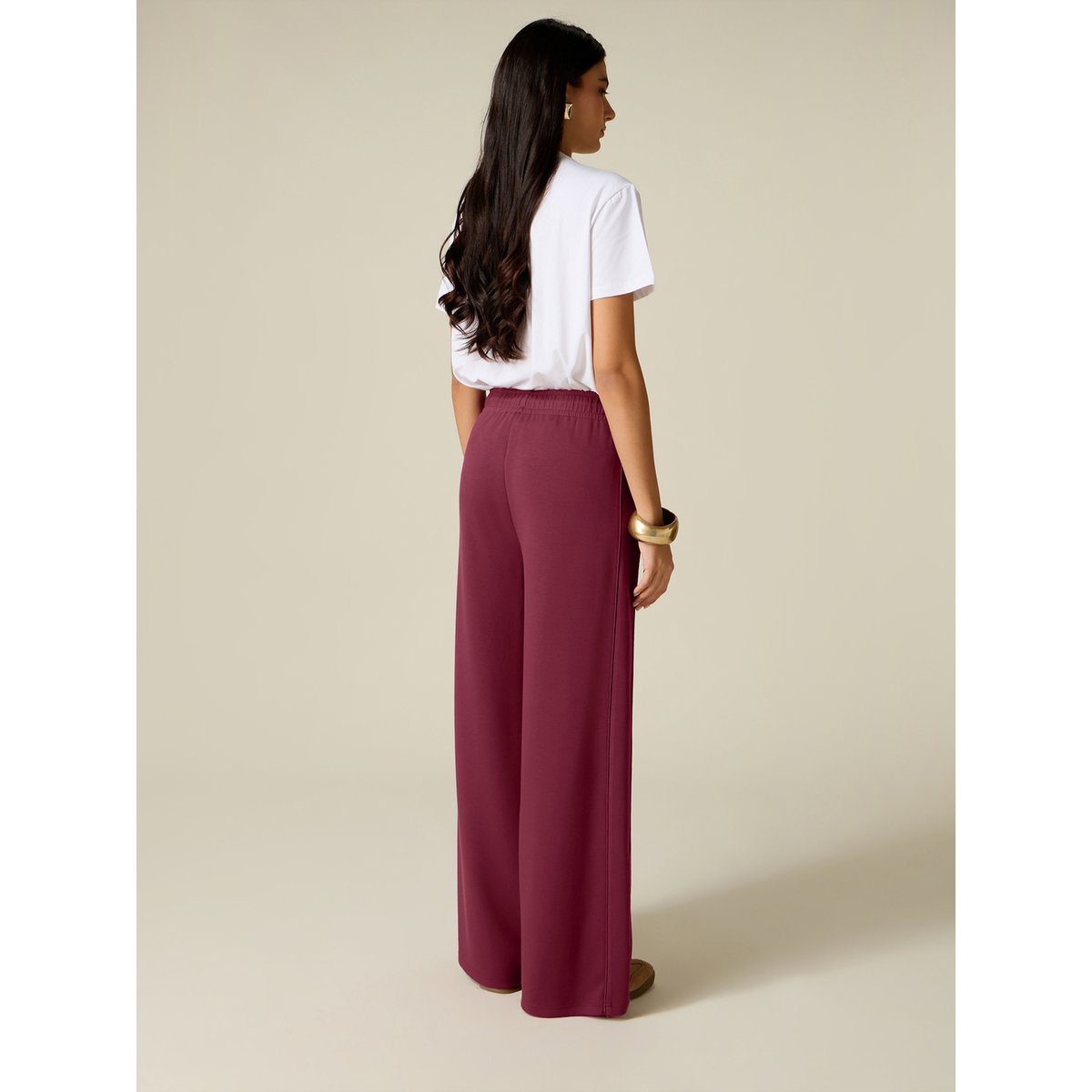 Joggers palazzo avec passepoil burgundy, OLTRE