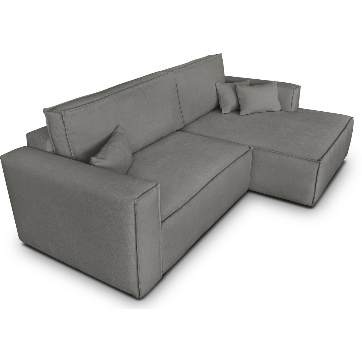 Canapé d'angle à droite convertible 3 places en tissu chenille - ASTI gris, HOMIFAB