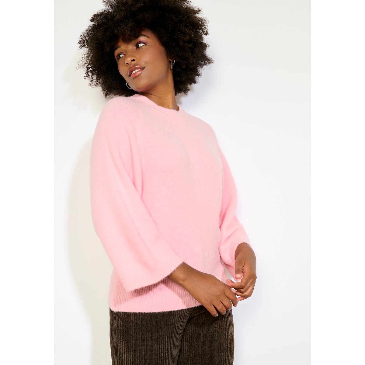Pull ample en maille douce rose bubblegum, LOLALIZA