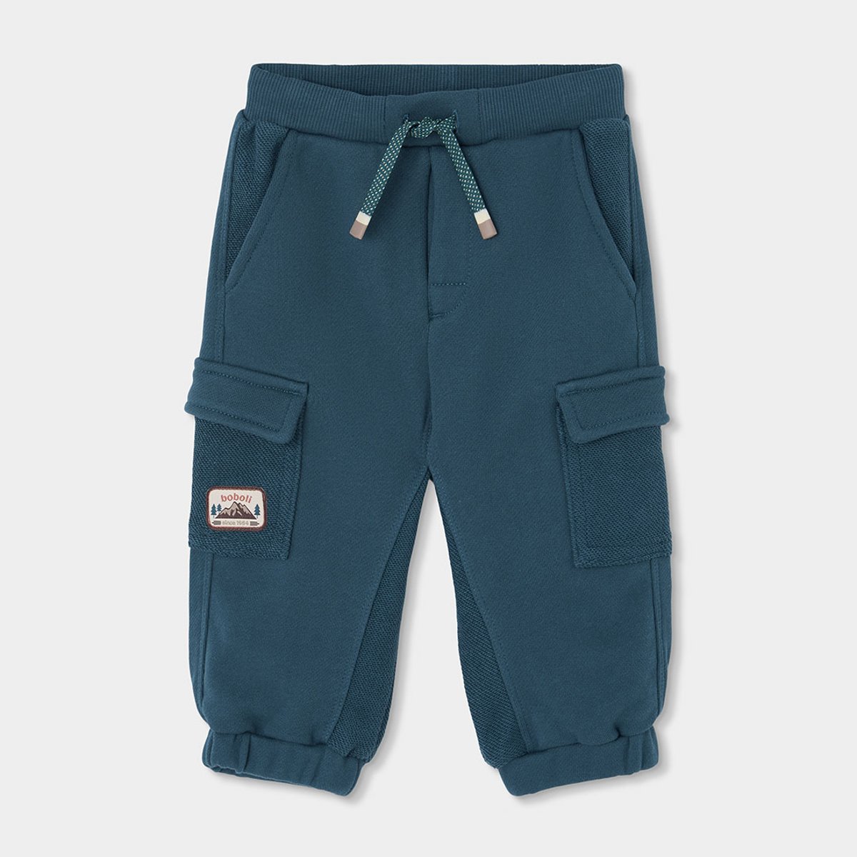 Pantalon garçon en molleton avec poches cargo vert, BOBOLI