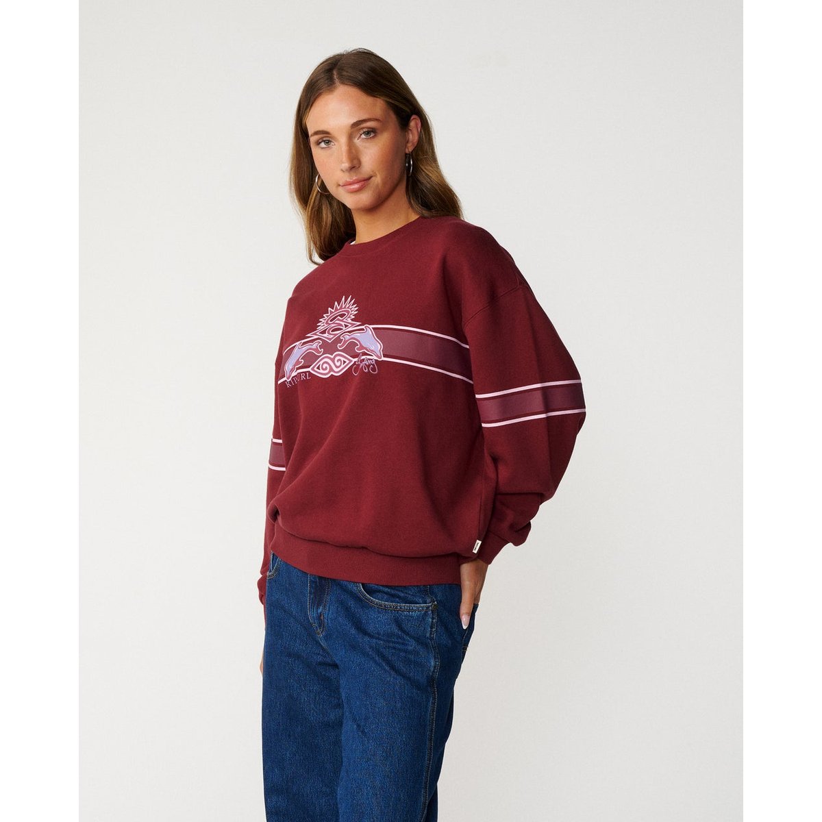 Sweat col rond ARCHIVE DOLPHIN Oversize dark plum, RIP CURL