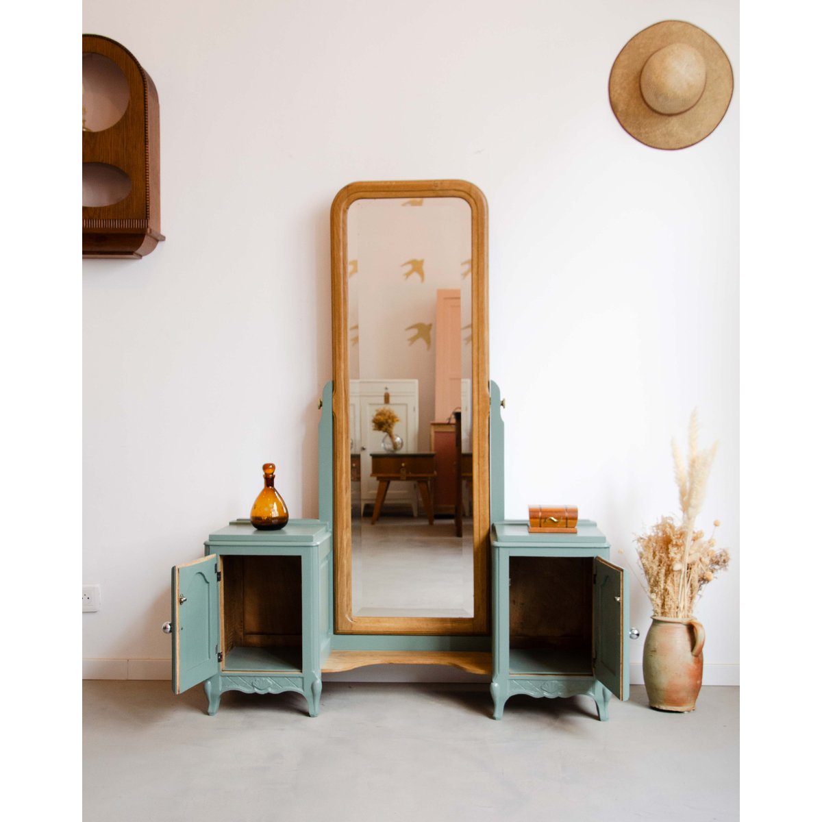 Coiffeuse style Louis XV en bois Louise N°308 - Bon état bois foncé, DEBONGOUT