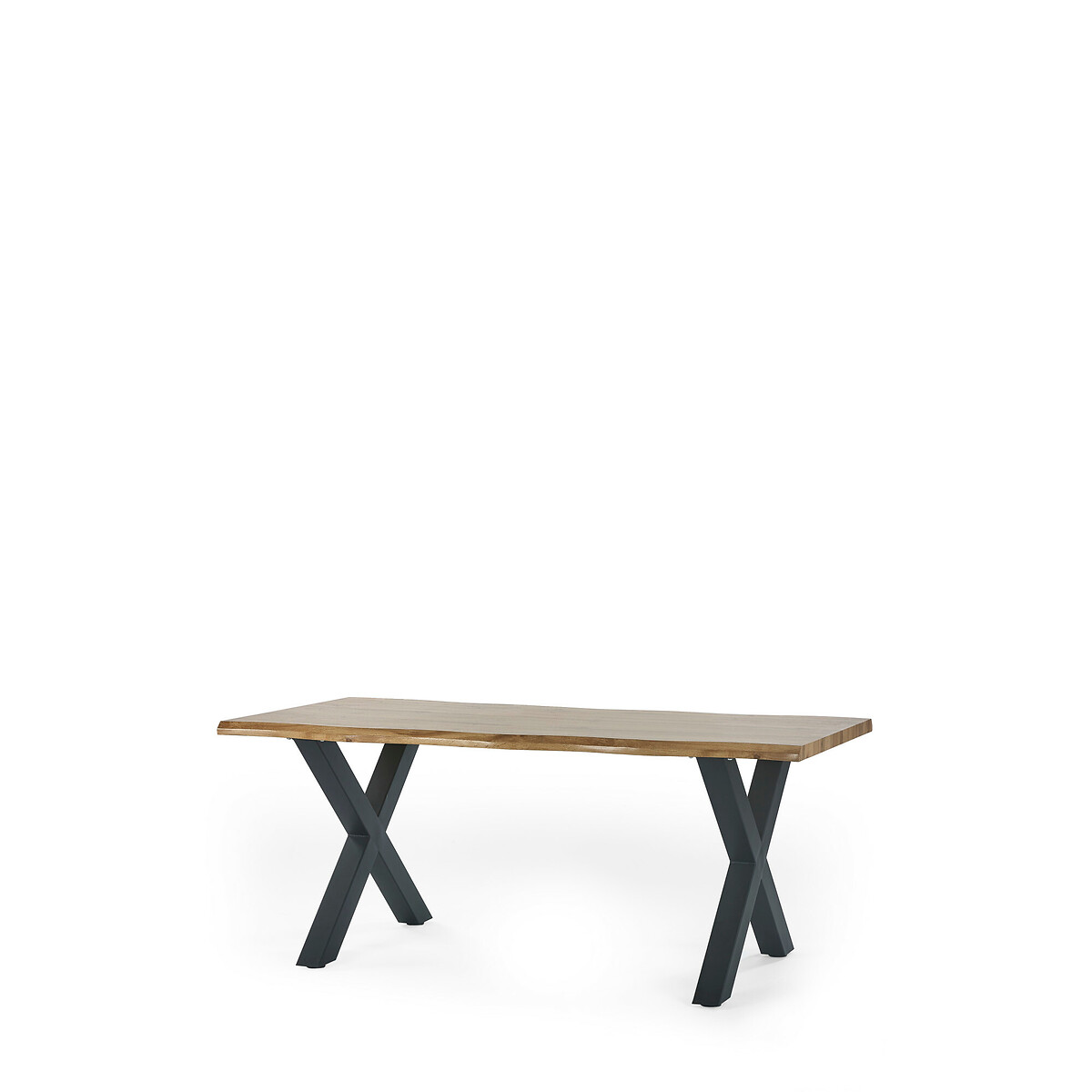 Harlen Rustic Oak Dining Table with Waved Edge oak/black, SO'HOME