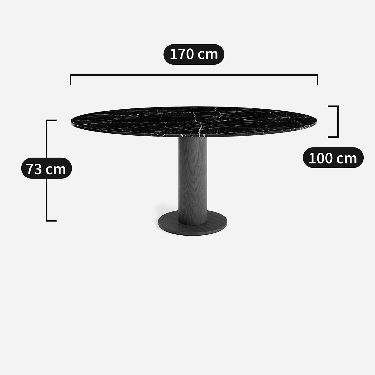 Ellipsenförmige Tischplatte aus Marmor L170 cm, Elipso marmor schwarz, AM.PM
