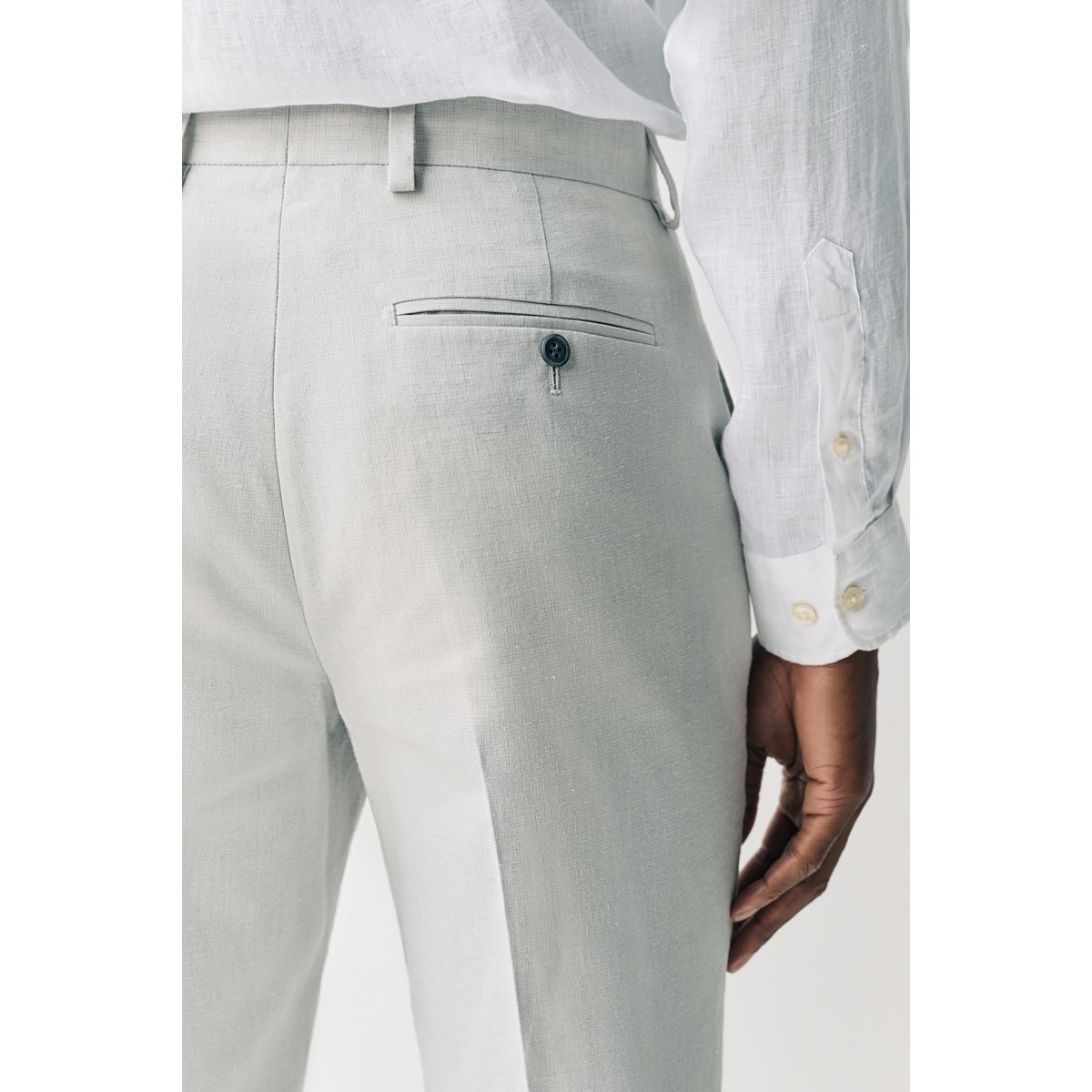 Pantalon de costume ajusté en lin texturé écru, NEXT
